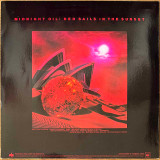 Actual image of the back cover of Midnight Oil's Red Sails In The Sunset second hand vinyl record taken in our Melbourne record shop