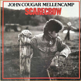 Actual image of the vinyl record album artwork of John Cougar Mellencamp's Scarecrow LP - taken in our Melbourne record store