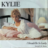 Actual image of the vinyl record album artwork of Kylie's I Should Be So Lucky (Special U.K. Remix) LP - taken in our Melbourne record store