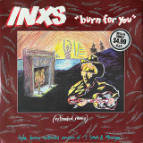 Actual image of the vinyl record album artwork of INXS's Burn For You (Extended Remix) LP - taken in our Melbourne record store