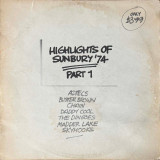 Actual image of the vinyl record album artwork of Various's Highlights Of Sunbury '74 Part 1 LP - taken in our Melbourne record store