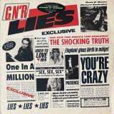 Actual image of the vinyl record album artwork of Guns N' Roses's G N' R Lies LP - taken in our Melbourne record store