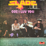Actual image of the vinyl record album artwork of Slade's Coz I Luv You LP - taken in our Melbourne record store