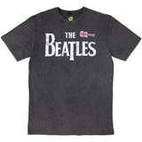 Picture of The Beatles Unisex Stone Wash T-Shirt: Guitar & Drop T (Charcoal Grey)