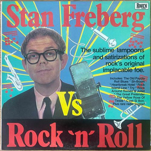 Actual image of the vinyl record album artwork of Stan Freberg's Vs Rock‘n’Roll LP - taken in our Melbourne record store