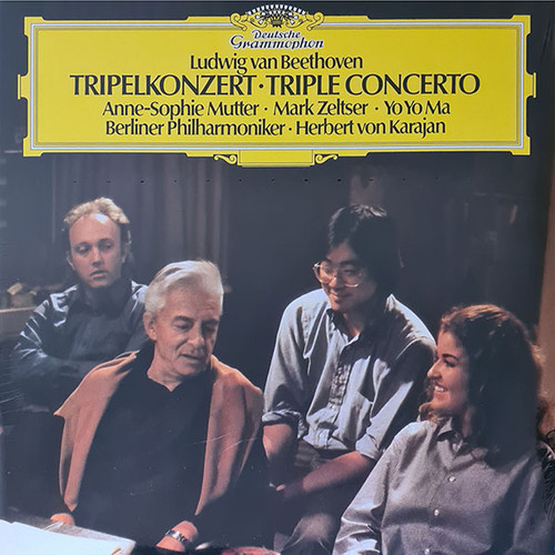 Anne Sophie Mutter ∙ Mark Zeltser ∙ Yo Yo Ma ∙ Berliner Philharmoniker ∙ Herbert von Karajan - Ludwig van Beethoven - Triple Concerto - Vinyl Record Album Art