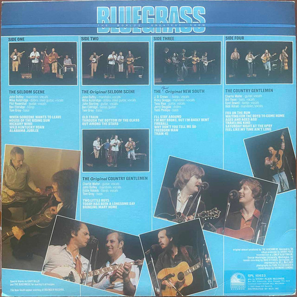 Actual image of the back cover of Various's Bluegrass The World's Greatest Show second hand vinyl record taken in our Melbourne record shop