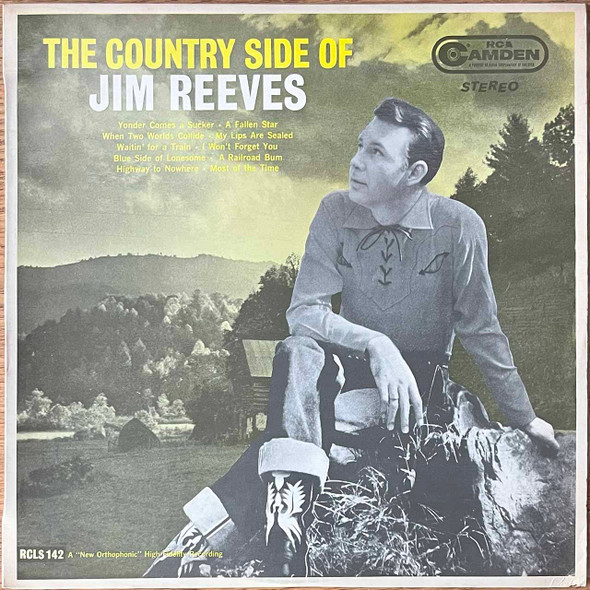Actual image of the vinyl record album artwork of Jim Reeves's The Country Side Of Jim Reeves LP - taken in our Melbourne record store