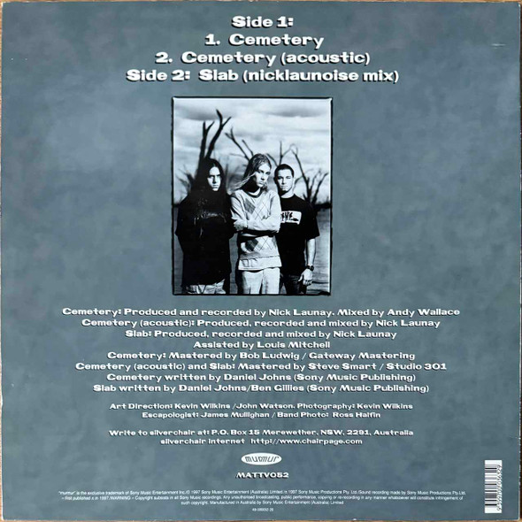Actual image of the back cover of Silverchair's Cemetery second hand vinyl record taken in our Melbourne record shop
