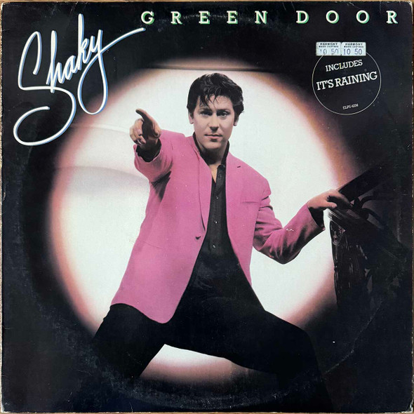 Actual image of the vinyl record album artwork of Shakin' Stevens's Green Door / Shaky LP - taken in our Melbourne record store