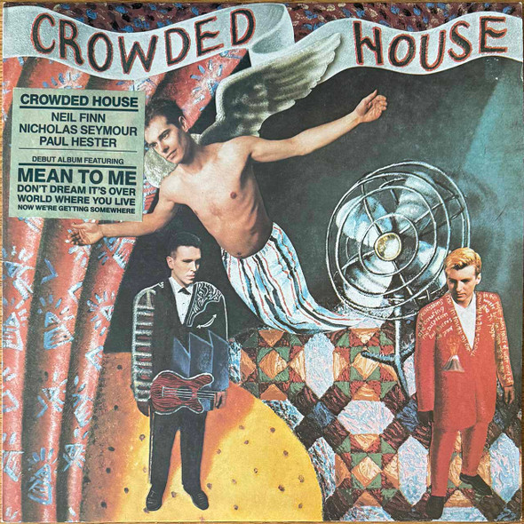 Actual image of the vinyl record album artwork of Crowded House's Crowded House LP - taken in our Melbourne record store