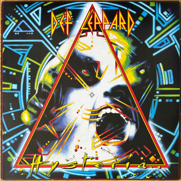 Actual image of the vinyl record album artwork of Def Leppard's Hysteria LP - taken in our Melbourne record store