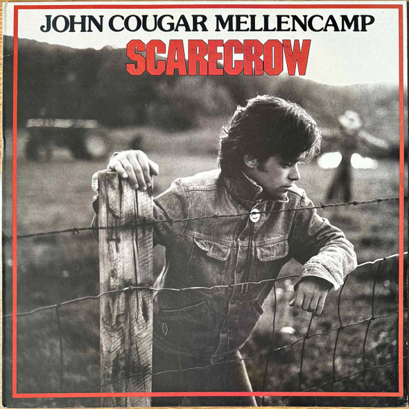 Actual image of the vinyl record album artwork of John Cougar Mellencamp's Scarecrow LP - taken in our Melbourne record store