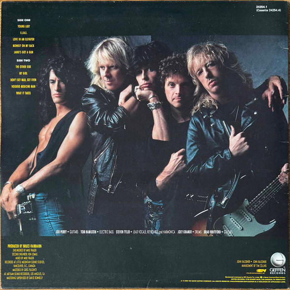 Actual image of the back cover of Aerosmith's Pump second hand vinyl record taken in our Melbourne record shop