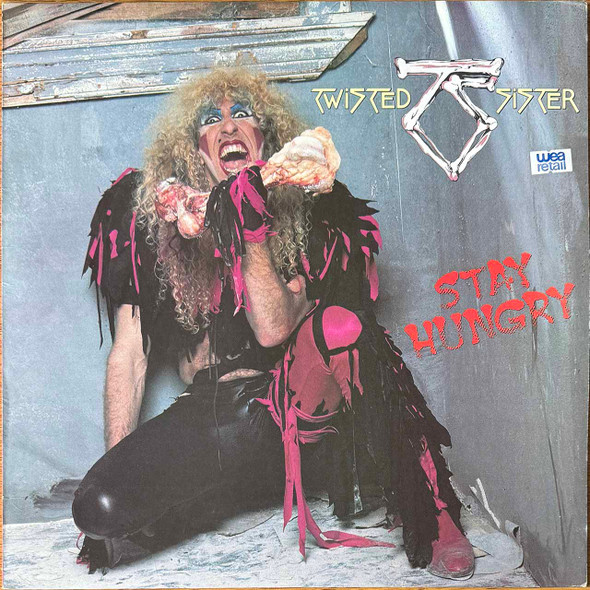 Actual image of the vinyl record album artwork of Twisted Sister's Stay Hungry LP - taken in our Melbourne record store
