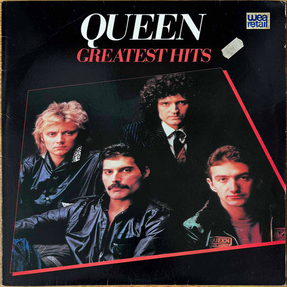 Actual image of the vinyl record album artwork of Queen's Greatest Hits LP - taken in our Melbourne record store