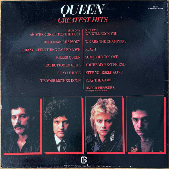 Actual image of the back cover of Queen's Greatest Hits second hand vinyl record taken in our Melbourne record shop