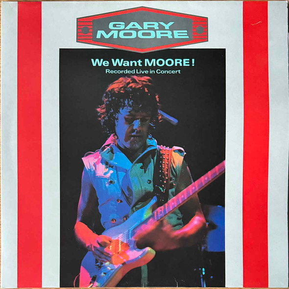 Actual image of the vinyl record album artwork of Gary Moore's We Want Moore! LP - taken in our Melbourne record store