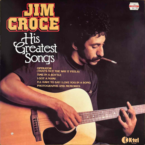 Actual image of the vinyl record album artwork of Jim Croce's His Greatest Songs LP - taken in our Melbourne record store