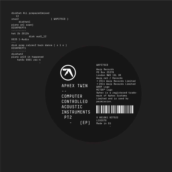 Aphex Twin - Computer Controlled Acoustic Instruments Pt2 (EP) Vinyl Record Album Art