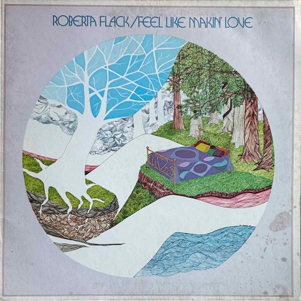 Actual image of the vinyl record album artwork of Roberta Flack's Feel Like Makin' Love LP - taken in our Melbourne record store