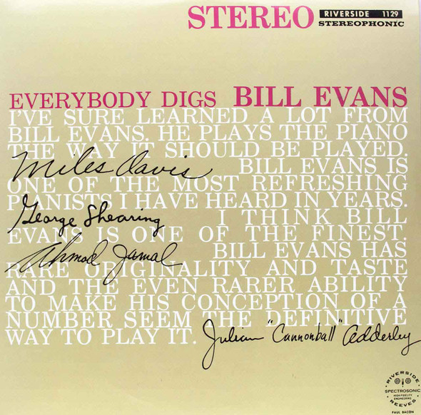 The Bill Evans Trio - Everybody Digs Bill Evans Vinyl Record Album Art