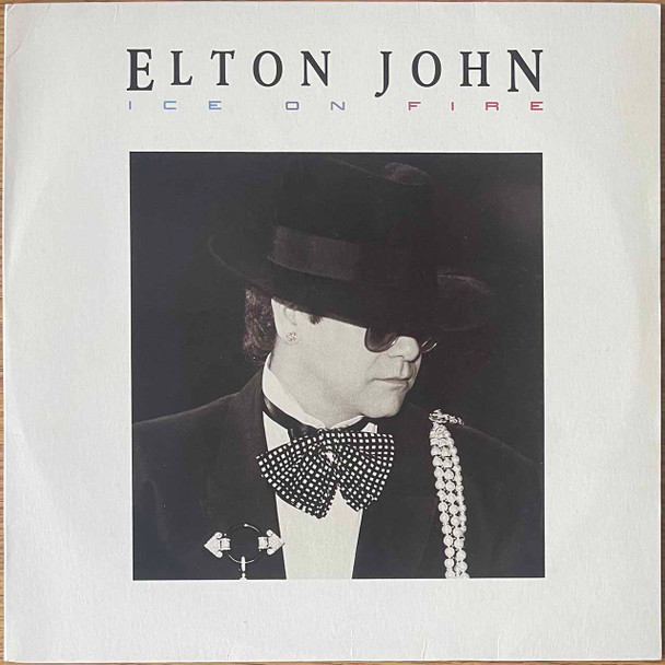 The vinyl record album artwork of Elton John's Ice On Fire LP