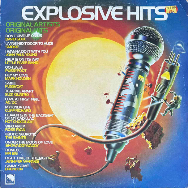 Actual image of the vinyl record album artwork of Various's Explosive Hits '77 LP - taken in our Melbourne record store