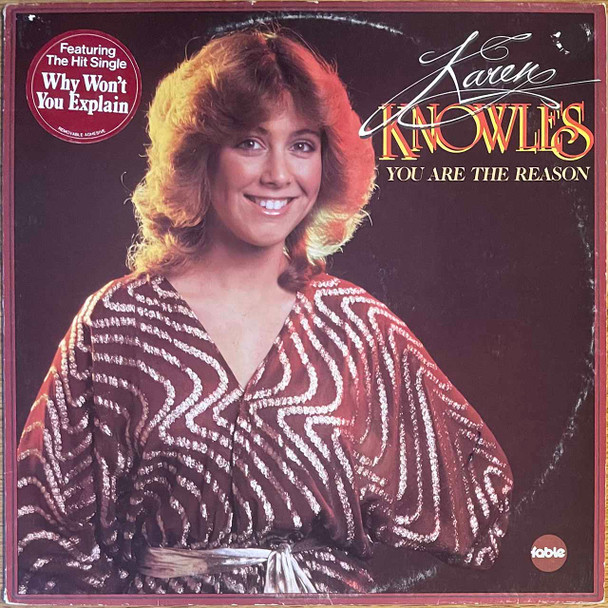 Actual image of the vinyl record album artwork of Karen Knowles's You Are The Reason LP - taken in our record store