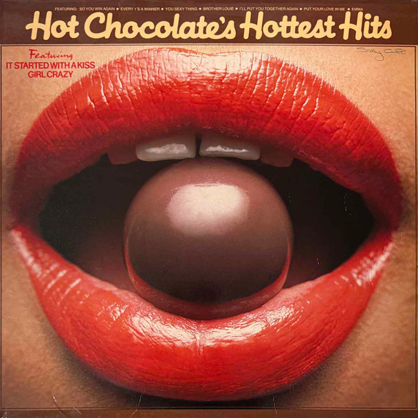 Actual image of the vinyl record album artwork of Hot Chocolate's Hot Chocolate's Hottest Hits LP - taken in our Melbourne record store