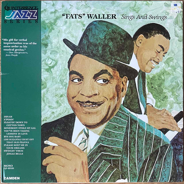 Actual image of the vinyl record album artwork of "Fats" Waller's Sings And Swings LP - taken in our record store