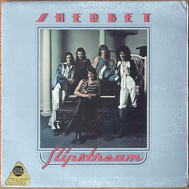Actual image of the vinyl record album artwork of Sherbet's Slipstream LP - taken in our record store