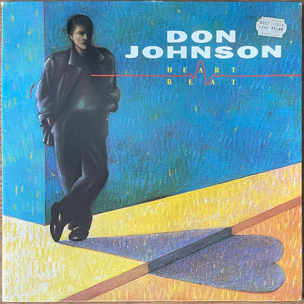 Actual image of the vinyl record album artwork of Don Johnson's Heartbeat LP - taken in our record store