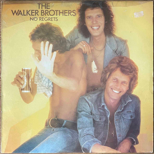 Actual image of the vinyl record album artwork of The Walker Brothers's No Regrets LP - taken in our record store