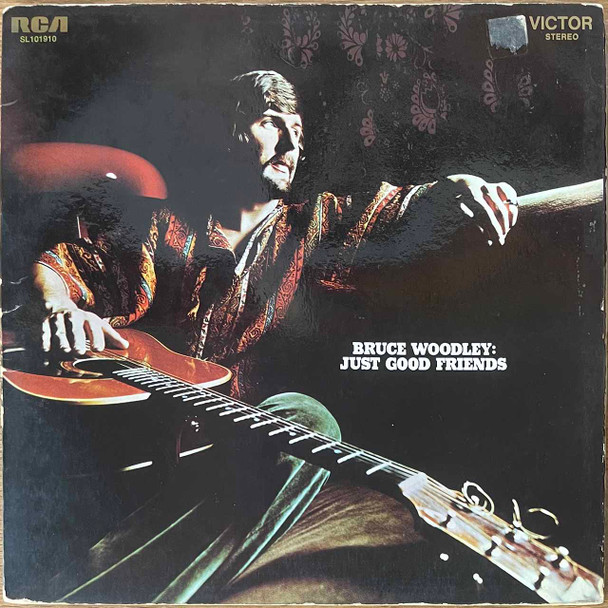 Actual image of the vinyl record album artwork of Bruce Woodley's Just Good Friends LP - taken in our record store