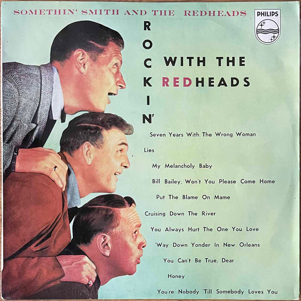 Actual image of the vinyl record album artwork of Somethin' Smith And The Redheads's Rockin' With The Redheads LP - taken in our Melbourne record store