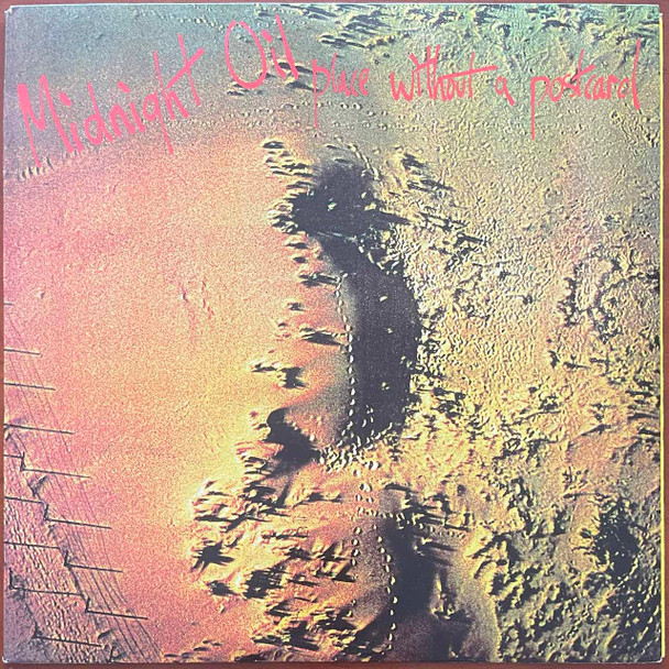 Actual image of the vinyl record album artwork of Midnight Oil's Place Without A Postcard LP - taken in our Melbourne record store
