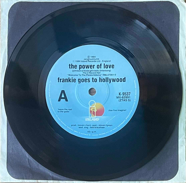 Actual image of the vinyl record album artwork of Frankie Goes To Hollywood's The Power Of Love LP - taken in our Melbourne record store