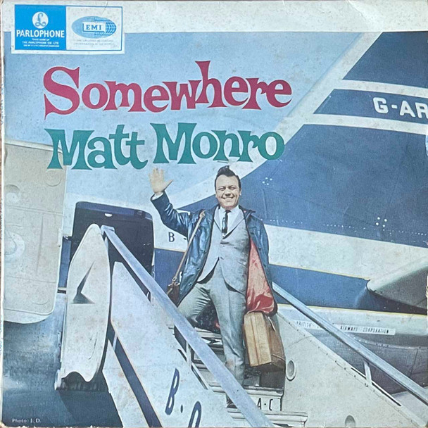 Actual image of the vinyl record album artwork of Matt Monro's Somewhere LP - taken in our Melbourne record store