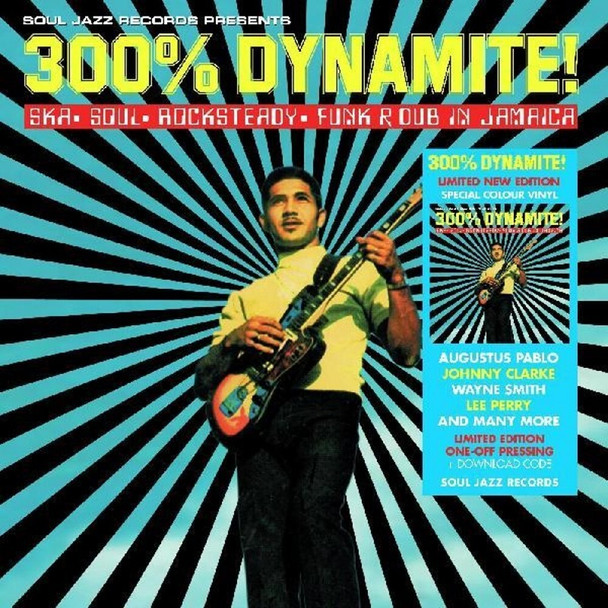 Picture of the Record Store Day Australia 2024 release, Soul Jazz Records presents - 300% Dynamie! Ska, Soul, Rocksteady, Funk And Dub In Jamaica (2LP, Yellow Vinyl) Vinyl Record Album Art