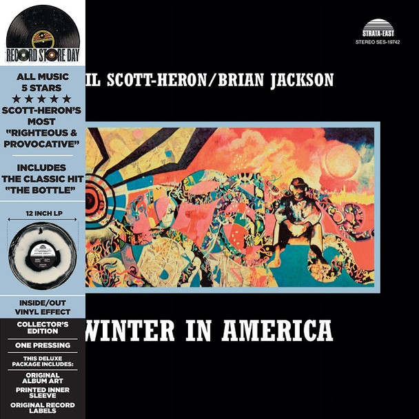 Picture of the Record Store Day Australia 2024 release, Gil Scott Heron - Winter In America (Limited Galaxy Black & White Vinyl) Vinyl Record Album Art