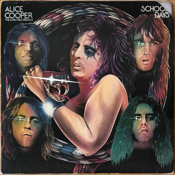 Actual image of the vinyl record album artwork of Alice Cooper's School Days - The Early Recordings LP - taken in our Melbourne record store