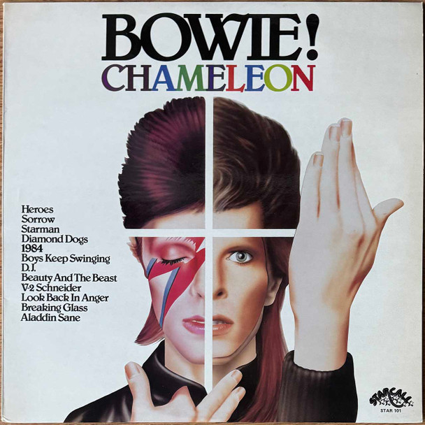 Actual image of the vinyl record album artwork of Bowie!'s Chameleon LP - taken in our Melbourne record store