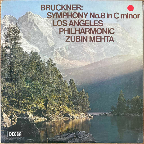 Actual image of the vinyl record album artwork of Bruckner, Zubin Mehta, Los Angeles Philharmonic Orchestra's Symphony No. 8 In C Minor LP - taken in our Melbourne record store