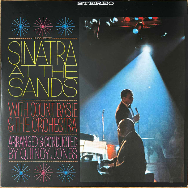 Actual image of the vinyl record album artwork of Frank Sinatra's Sinatra At The Sands LP - taken in our Melbourne record store