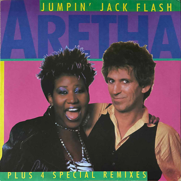 Actual image of the vinyl record album artwork of Aretha Franklin's Jumpin' Jack Flash LP - taken in our Melbourne record store