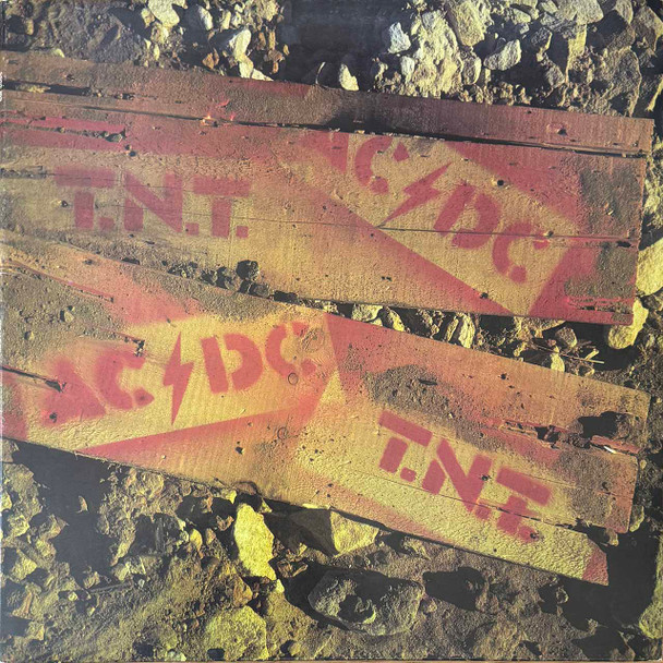 Actual image of the vinyl record album artwork of AC/DC's T.N.T. LP - taken in our Melbourne record store