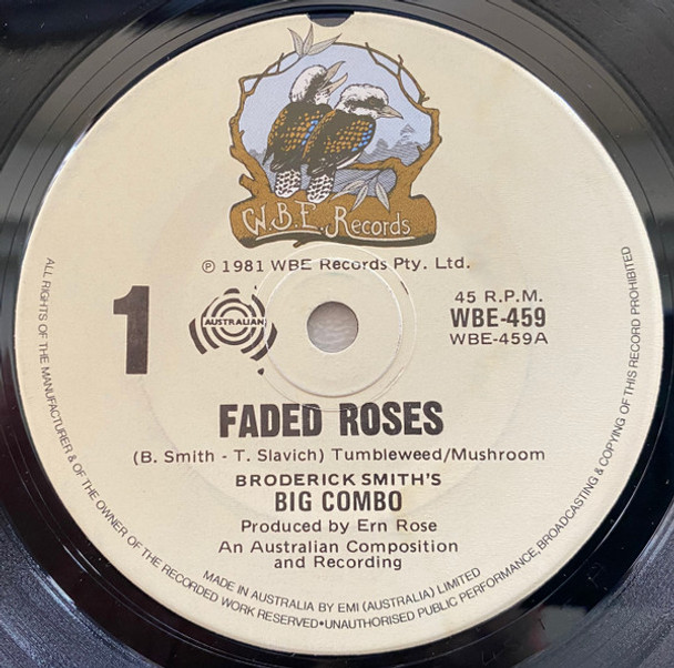 Stock image of the vinyl record album artwork of Broderick Smith's Big Combo's Faded Roses LP - taken in our Melbourne record store