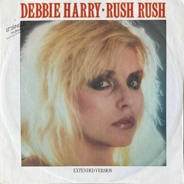 Actual image of the vinyl record album artwork of Debbie Harry's Rush Rush (Extended Version) LP - taken in our Melbourne record store