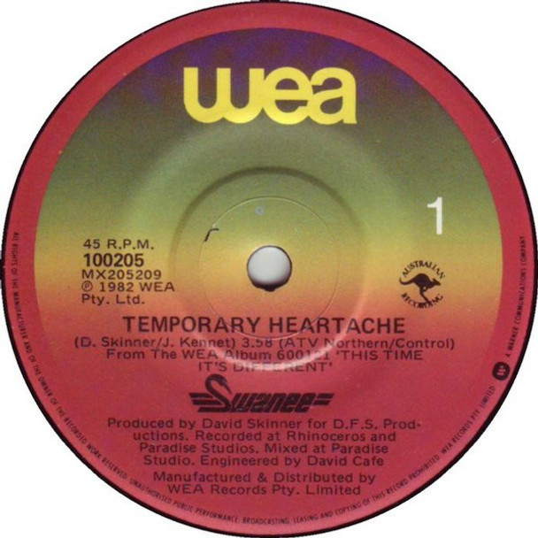 Stock image of the vinyl record album artwork of Swanee's Temporary Heartache / I'll Come Home LP - taken in our Melbourne record store